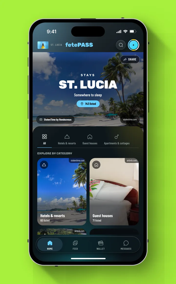 Stays on St. Lucia: hotels, guest houses and apartments